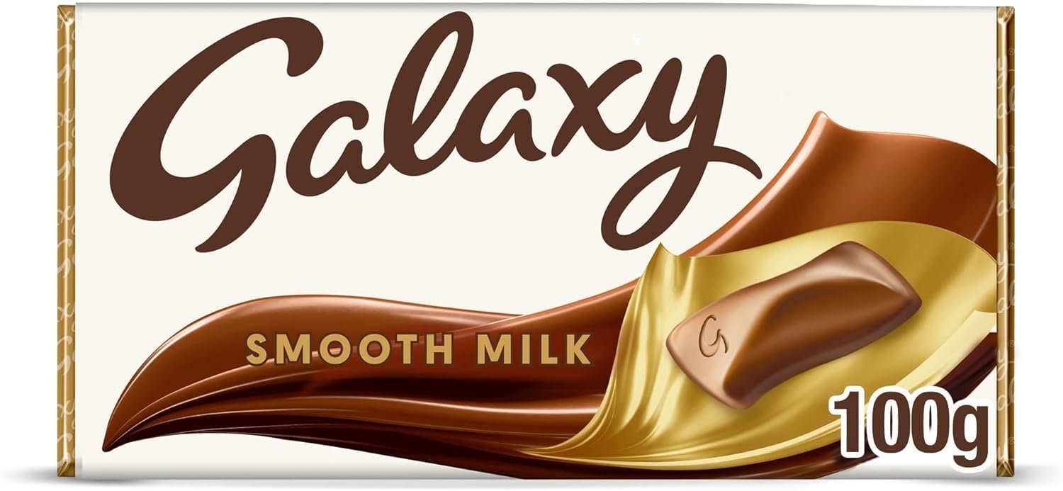 Galaxy Chocolate Bar, Smooth Milk Chocolate, 100g, Ideal for Gift, Snacks or Hamper（PACK OF  4）