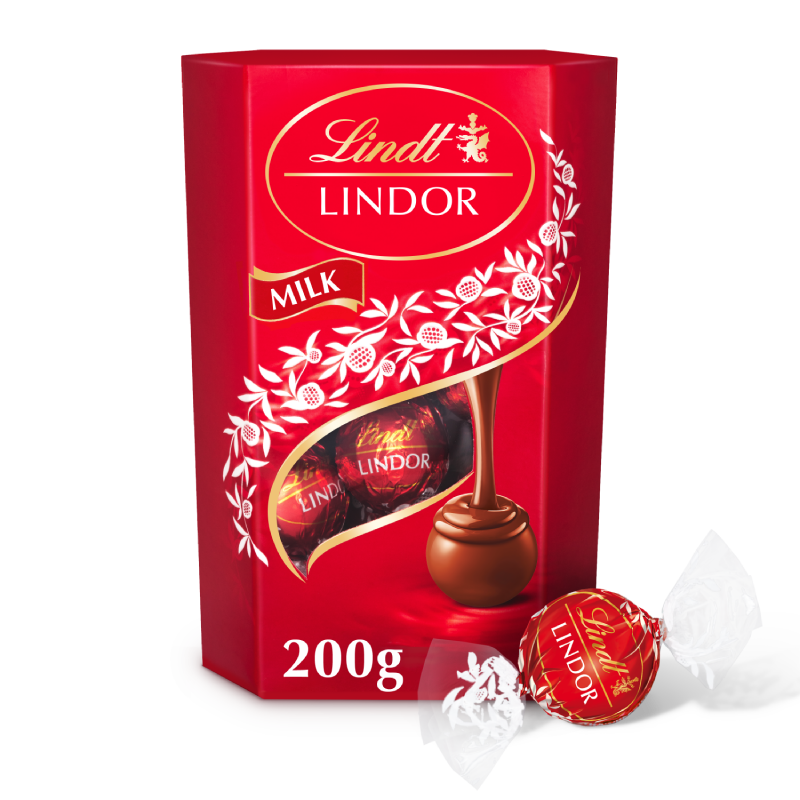 Lindt Lindor Milk Chocolate Truffles – 200g Box (Approx. 16 Balls) – Smooth Filling – Halloween Treat, Christmas, Gift, Birthday, Congratulations (PACK OF 4)