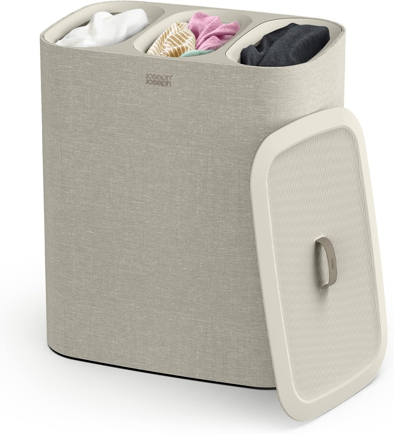 Joseph Joseph Tota - Trio 90-litre Laundry Separation Basket with lid, 3 Removable Washing Bags with Handles